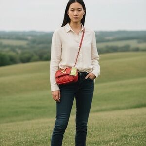 Badgley Mischka Red Quilted Crossbody Mini Bag